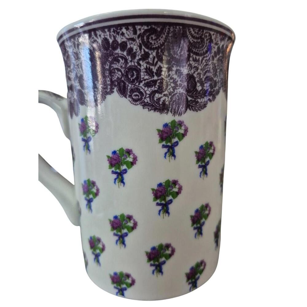 Royal Doulton Hydrangeas & Lace Mug 2003 Purple Floral China Replacement